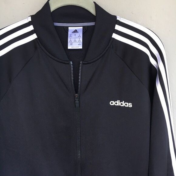 Adidas Zip Up Track Jacket Women M Black Warm Up 3-Stripes Track Gym Y2K Retro - Picture 7 of 14